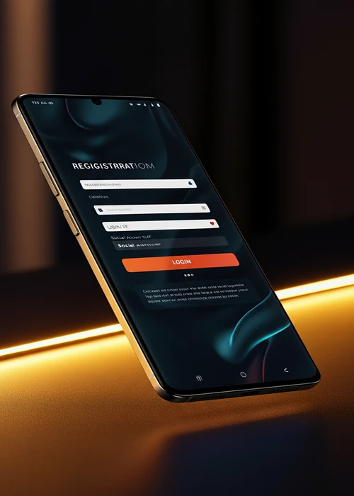 Écran d'enregistrement rapide de NV Casino, présentant le formulaire avec champs email et options de connexion simplifiées via Google ou Facebook.